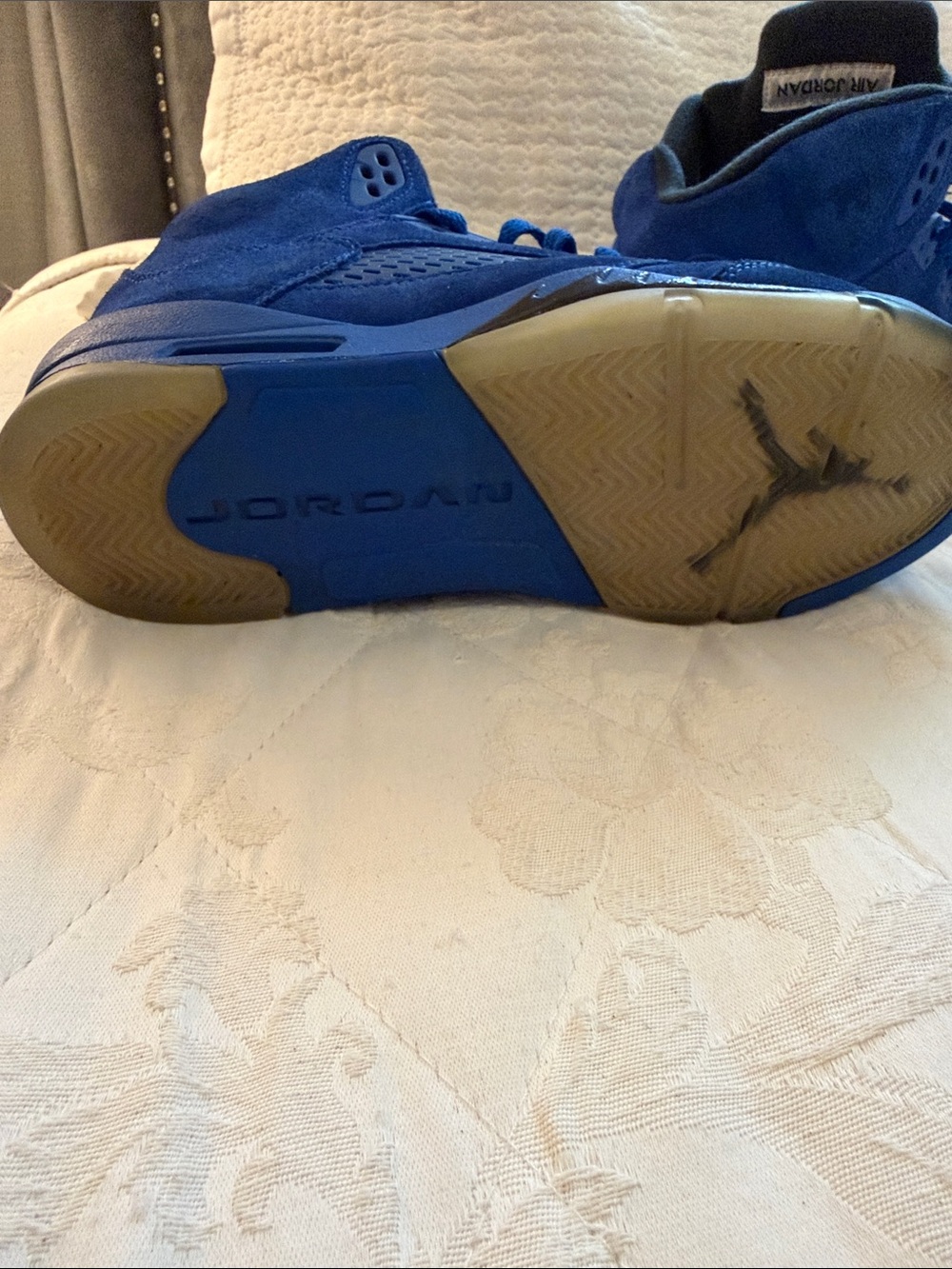 Air Jordan 5 Retro Size 7 kids Sneakers - Blue Suede rare - Picture 4 of 4